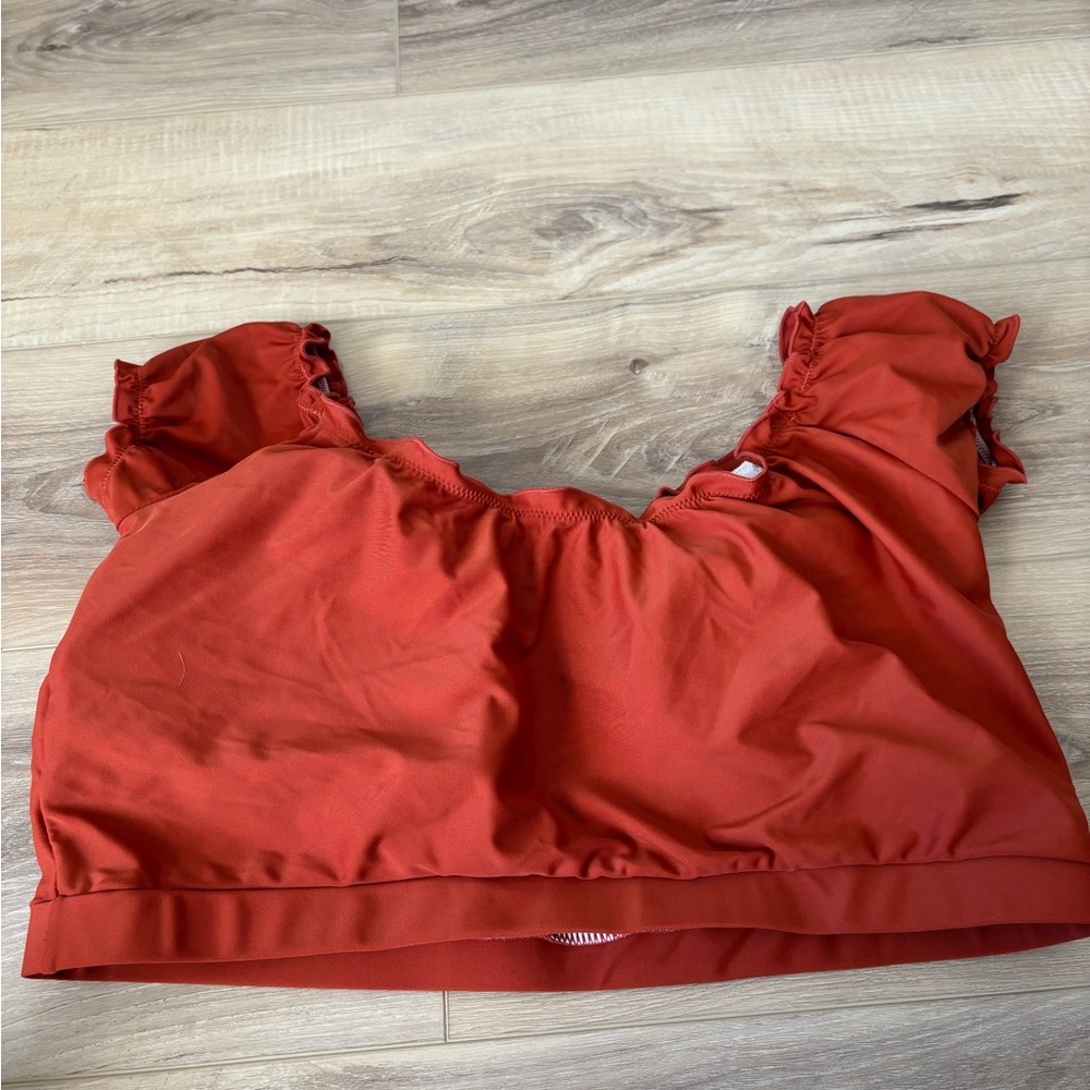 Elegant Rust Ruffled Bikini Top - Picture 3 of 3